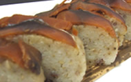能登のコシヒカリを使用した古代米入りの焼き鯖寿司